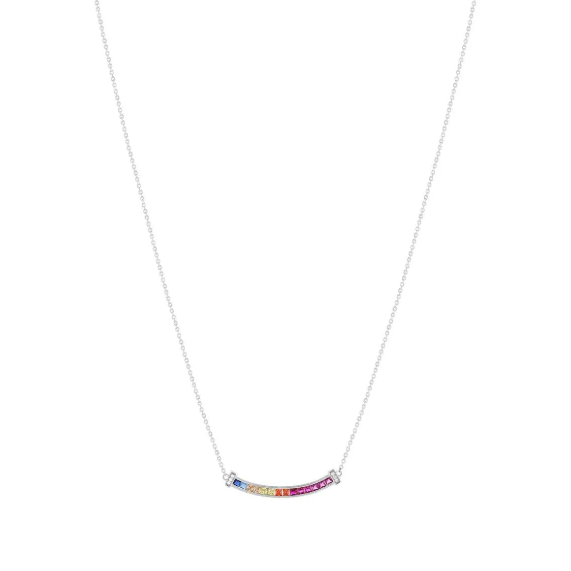 Collier argent 925 pierres synthétiques multicolores et zirconias 45cm