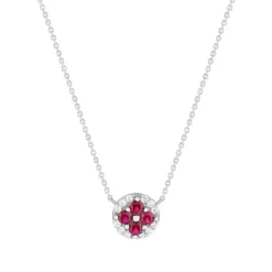 Collier argent 925 pierres synthétiques rouges et zirconias 45cm