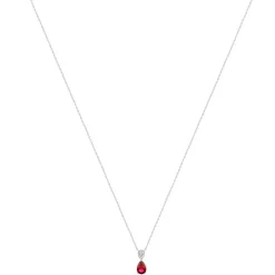 Collier argent 925 pierre synthétique rouge et zirconias 45cm