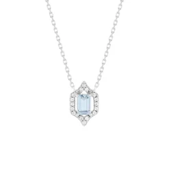 Collier argent 925 pierre synthétique bleue et zirconias 45 cm