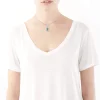 Collier argent 925 pierre verte rectangulaire et zirconias 45 cm