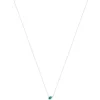Collier argent 925 rhodié pierre synthétique verte et zirconias 45 cm