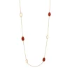 Collier argent 925 rose ambre 69cm