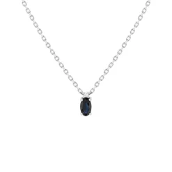 Collier argent 925 saphir 0.33 carat et zirconias 42cm