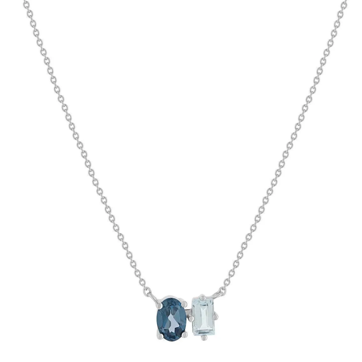 Collier argent 925 topazes bleues traitées 45cm