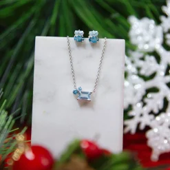 Collier argent 925 topazes bleues traitées 45cm