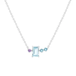 Collier argent 925 topazes traitées 45 cm