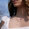 Collier argent 925 zirconia rose 45cm