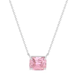 Collier argent 925 zirconia rose 45cm
