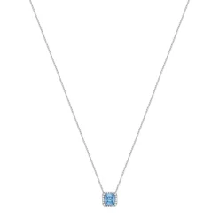 Collier argent 925 zirconias bleu clair et blanc 42cm