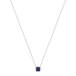 Collier argent 925 zirconias bleu foncé et blanc 42cm