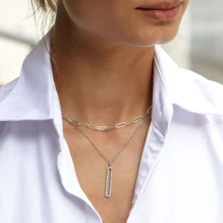 Collier argent 925 zirconias 45 cm