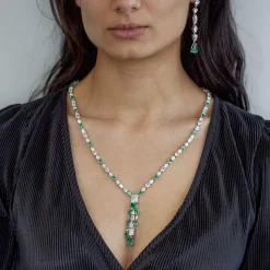 Collier argent 925 zirconias 60 cm