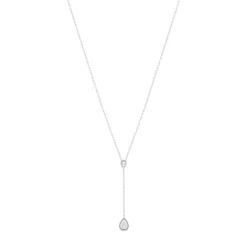 Collier argent 925 zirconias 45 cm forme de goutte