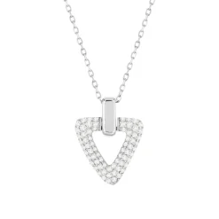 Collier argent 925 zirconias 45 cm, motif triangle
