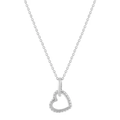 Collier argent 925 zirconias motif anneau et coeur entrelacés 45 cm