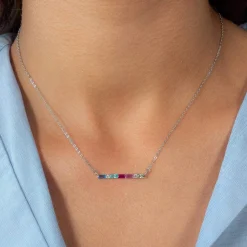 Collier argent 925 zirconias multicolores 45cm