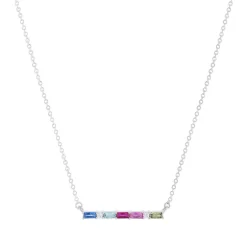 Collier argent 925 zirconias multicolores 45cm