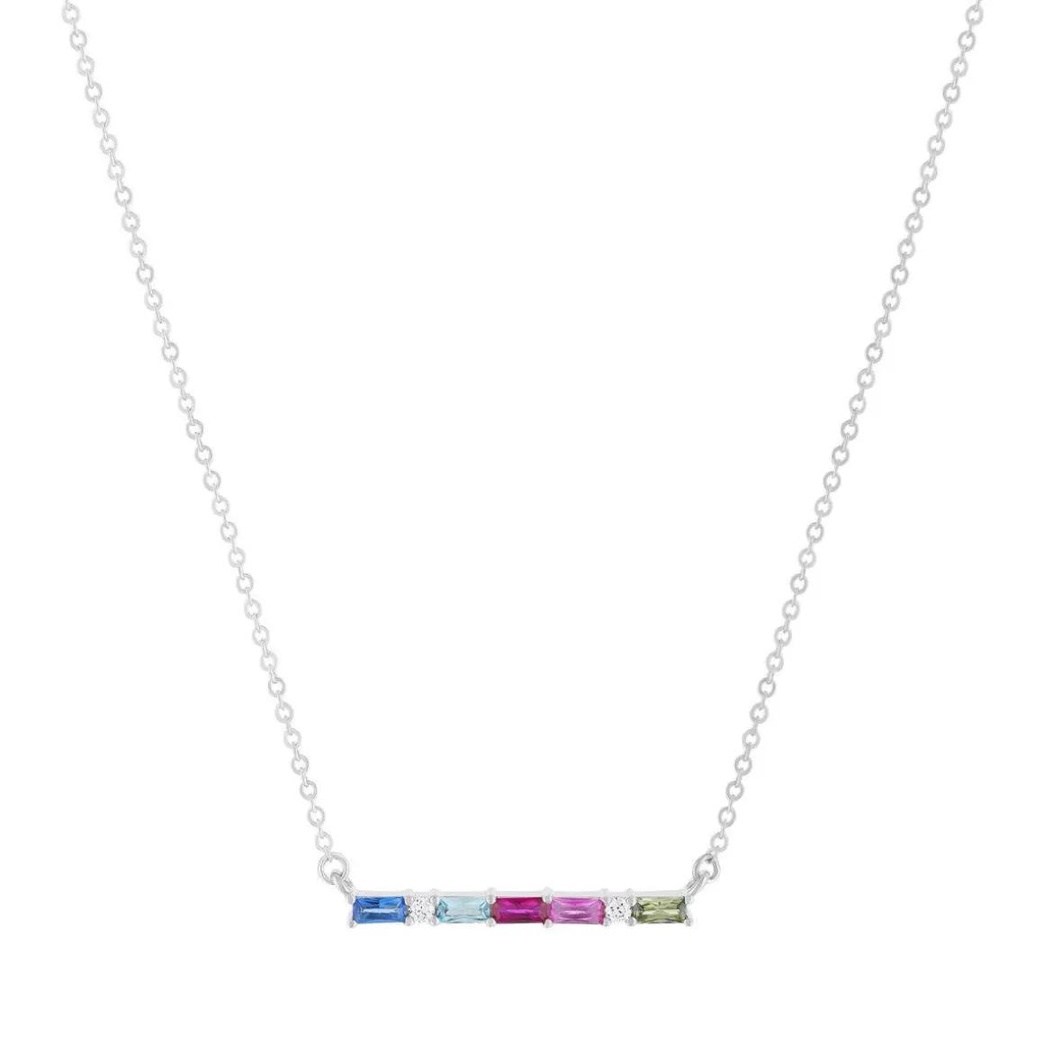 Collier argent 925 zirconias multicolores 45cm