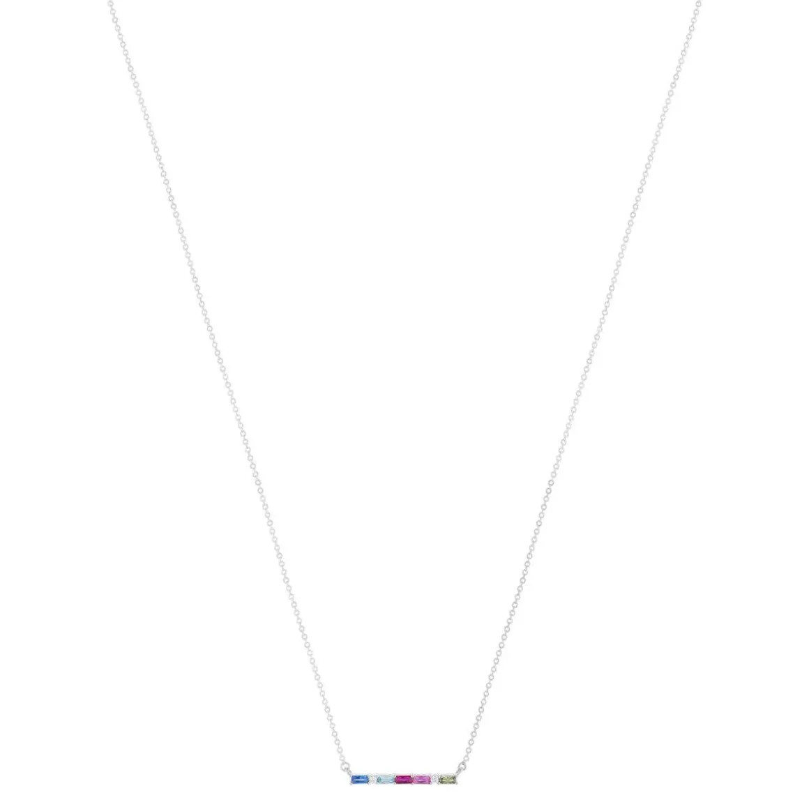 Collier argent 925 zirconias multicolores 45cm
