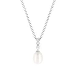 Collier argent 925 zirconias perles de culture de Chine 45 cm