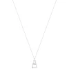 Collier argent 925 zirconias pierre imitation topaze 45 cm, motif carré