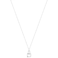 Collier argent 925 zirconias pierre imitation topaze 45 cm, motif carré