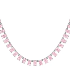 Collier argent 925 zirconias roses 43cm