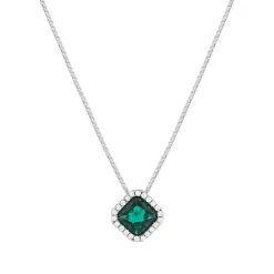 Collier argent 925 zirconias verts et blancs 42cm