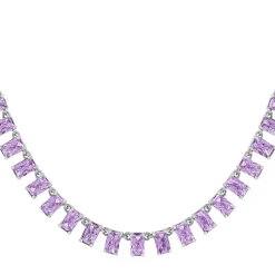 Collier argent 925 zirconias violets 43cm