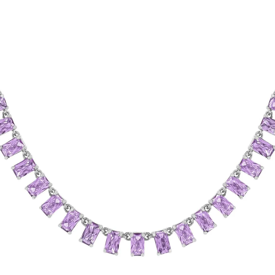 Collier argent 925 zirconias violets 43cm