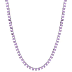 Collier argent 925 zirconias violets 43cm