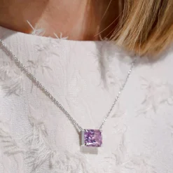 Collier argent 925 zirconia violet 45cm