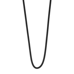 Collier cordon caoutchouc noir fermoir argent 925 50 cm
