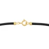 Collier cordon rayonne noire fermoir or 750 jaune 45 cm
