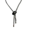 Collier d'occasion argent 925 maille gourmette plastique noir pierres blanches
