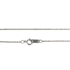 Collier d'occasion en or blanc 375, maille forçat, diamants, 45 cm