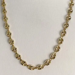 Collier d'occasion en or jaune 750, maille grain de café, 60 cm