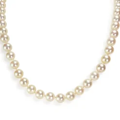 Collier d'occasion en or jaune 750, maille perles, perles de culture du Japon, 48 cm
