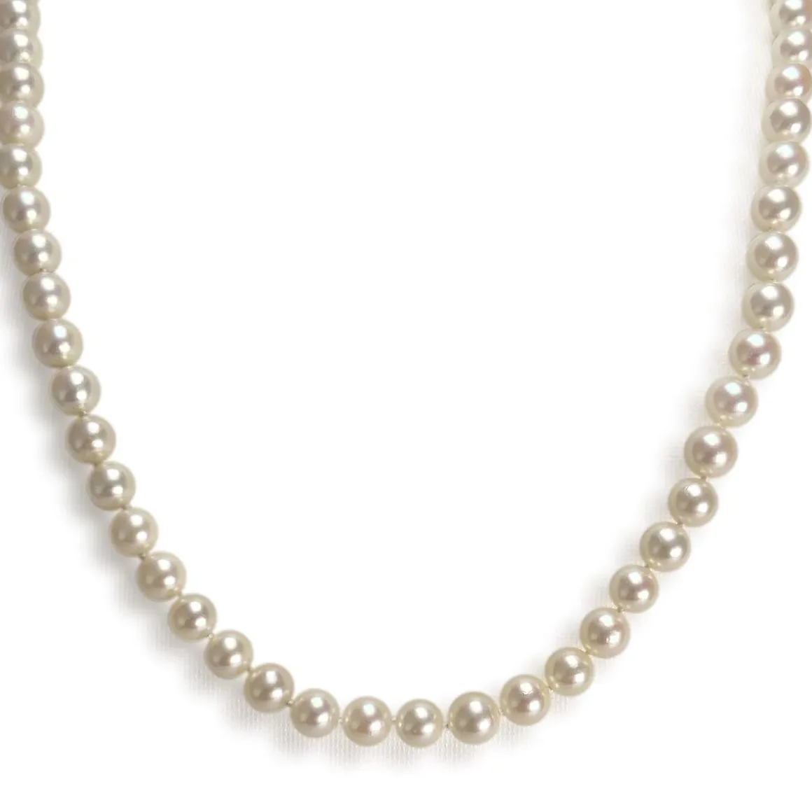 Collier d'occasion en or jaune 750, perles de culture et diamants, 80 cm