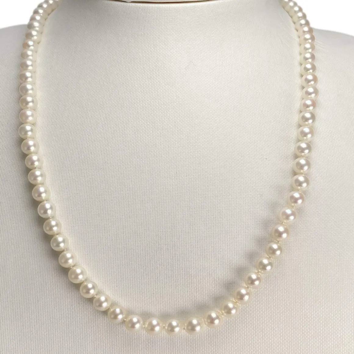 Collier d'occasion en or jaune 750, perles de culture et diamants, 80 cm
