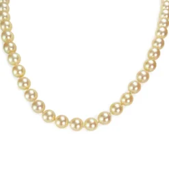 Collier d'occasion or 585 blanc maille perles, perles de culture du Japon