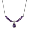 Collier d'occasion or 750 blanc maille serpentine améthystes diamants 55cm