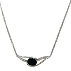 Collier d'occasion or 750 blanc saphir diamant