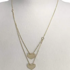 Collier d'occasion or 375 jaune coeurs maille forcat 42 cm