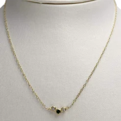 Collier d'occasion or 750 jaune diamants émeraude 38cm