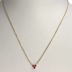 Collier d'occasion or 750 jaune maille forçat rubis 40cm