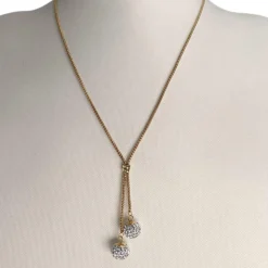 Collier d'occasion or 375 jaune maille fantaisie pierres synthetiques 44 cm