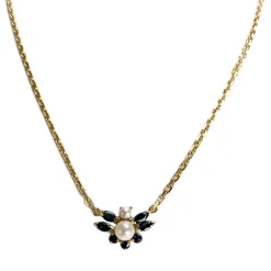 Collier d'occasion or 750 jaune maille forçat saphirs perles de culture