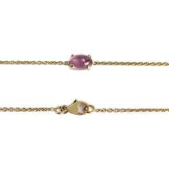Collier d'occasion or 750 jaune maille forçat tourmalines roses